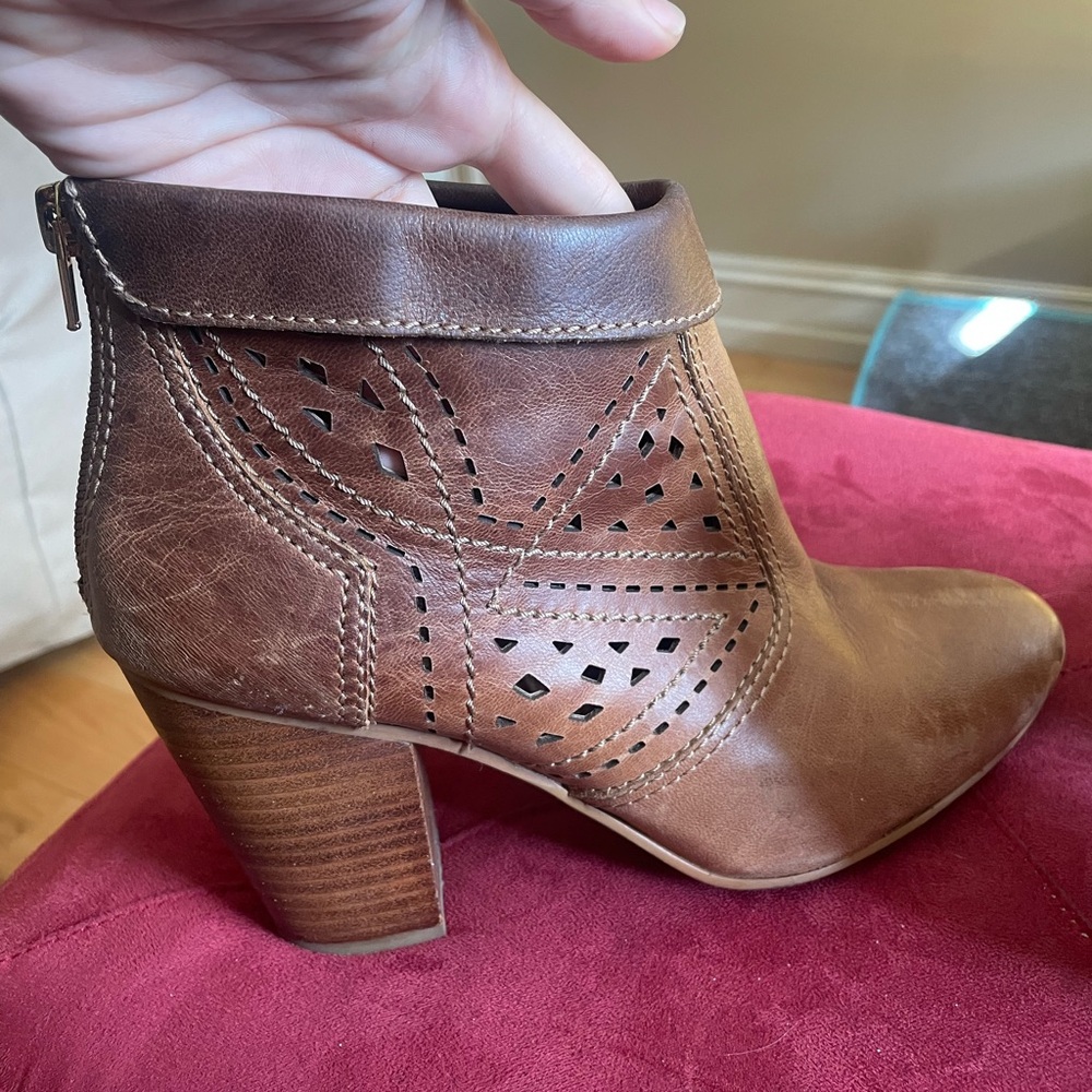 Tan Guess Leather Ankle Boots